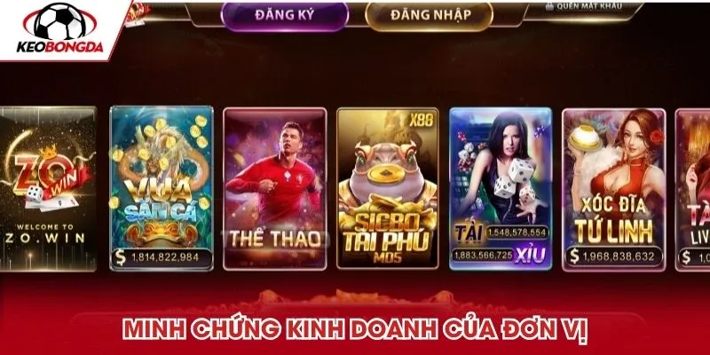 Minh chứng kinh doanh của đơn vị